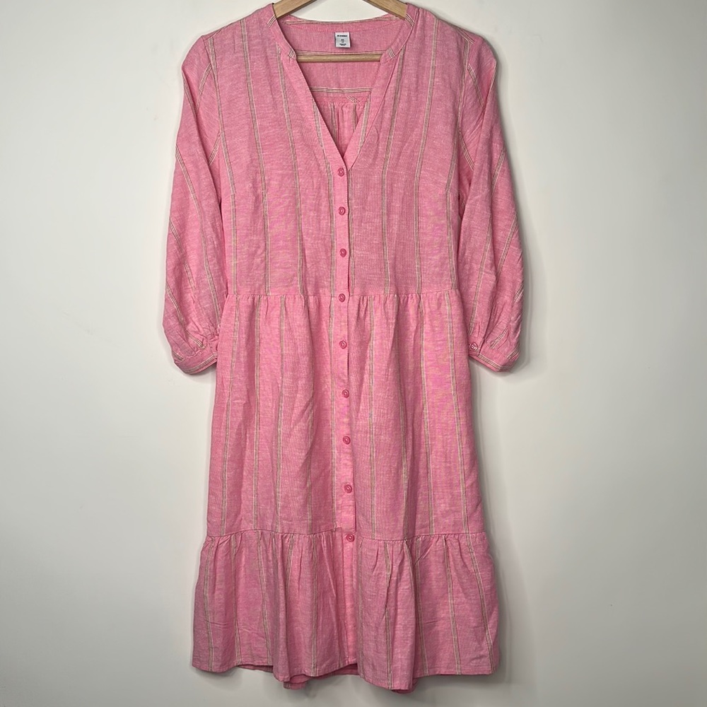 Old Navy Button Down Dress Womens Size XS Pink Striped